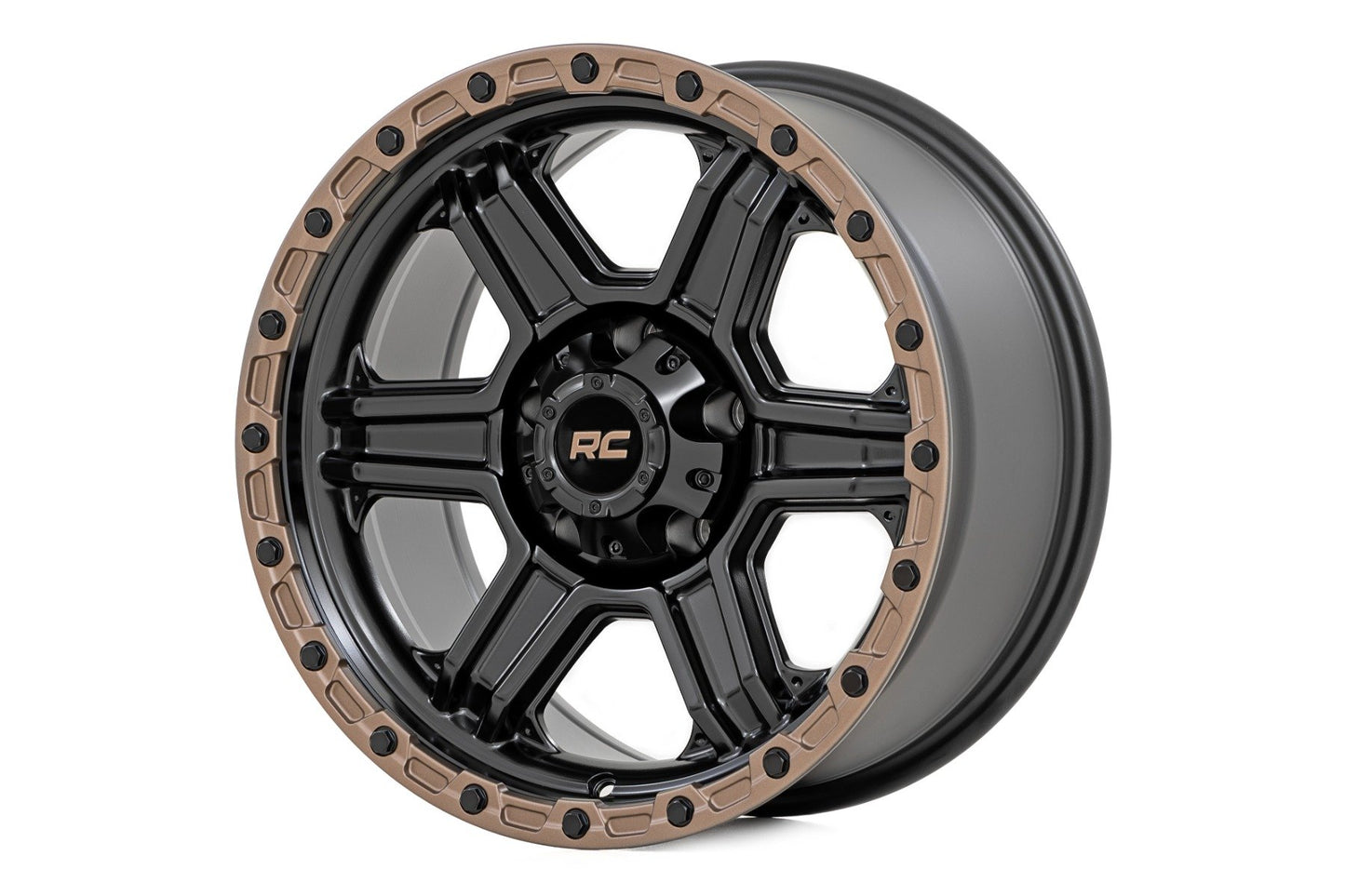 Rough Country 79 Series Wheel | One-Piece | Semi Gloss Black w/Bronze Ring | 18x9 | 6x5.5 |-12mm