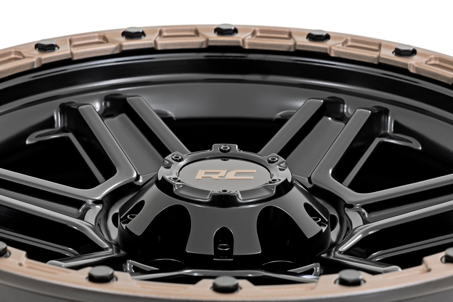 Rough Country 79 Series Wheel | One-Piece | Semi Gloss Black w/Bronze Ring | 18x9 | 6x5.5 |-12mm
