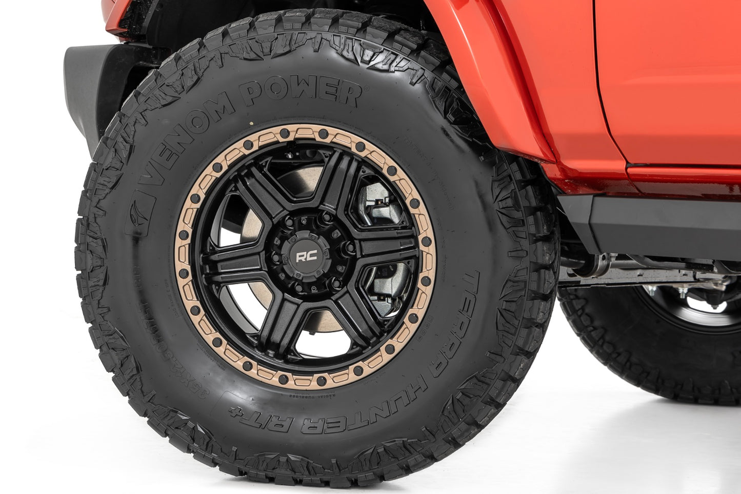 Rough Country 79 Series Wheel | One-Piece | Semi Gloss Black w/Bronze Ring | 18x9 | 6x5.5 |-12mm