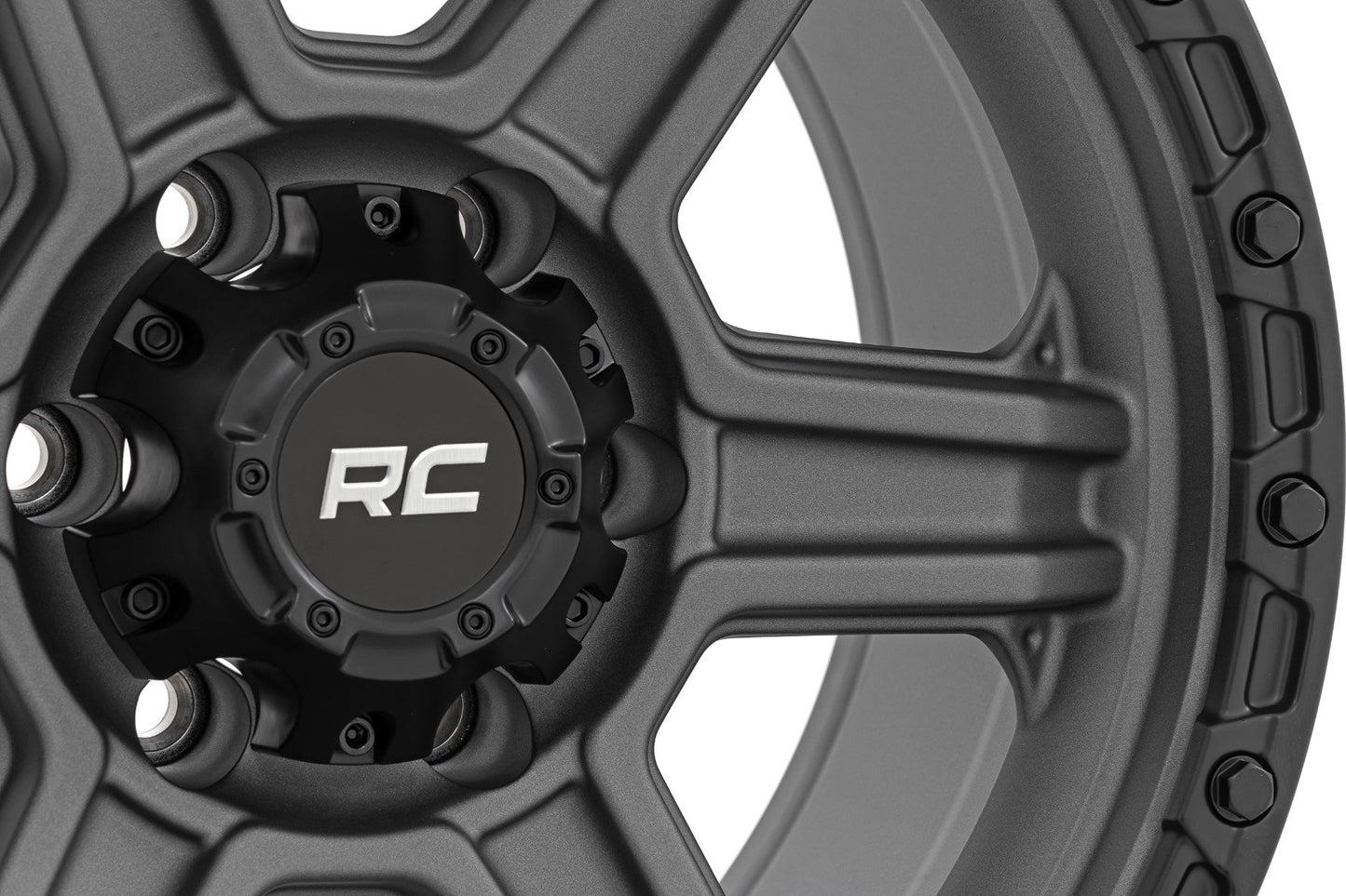Rough Country 79 Series Wheel | One-Piece | Gunmetal Gray w/Black Ring | 17x8.5 | 6x5.5 | 0mm