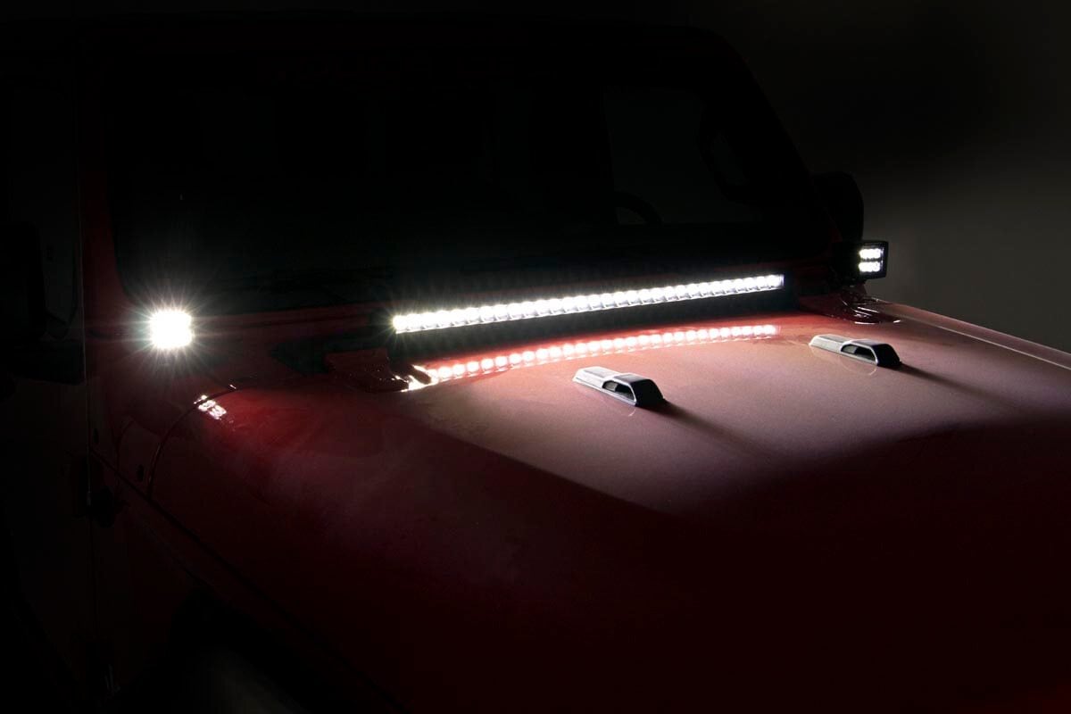 LED Light Kit | Hood Mount | 30" Black Single Row | Jeep Gladiator JT/Wrangler JL (18-25)