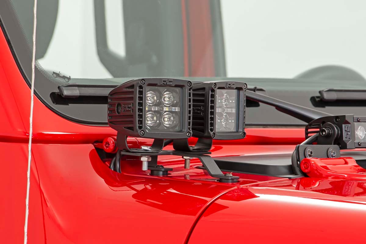 LED Light Kit | Quad | Cowl Mount | 2" Black | Amber DRL | Jeep Gladiator JT/Wrangler JL (18-25)