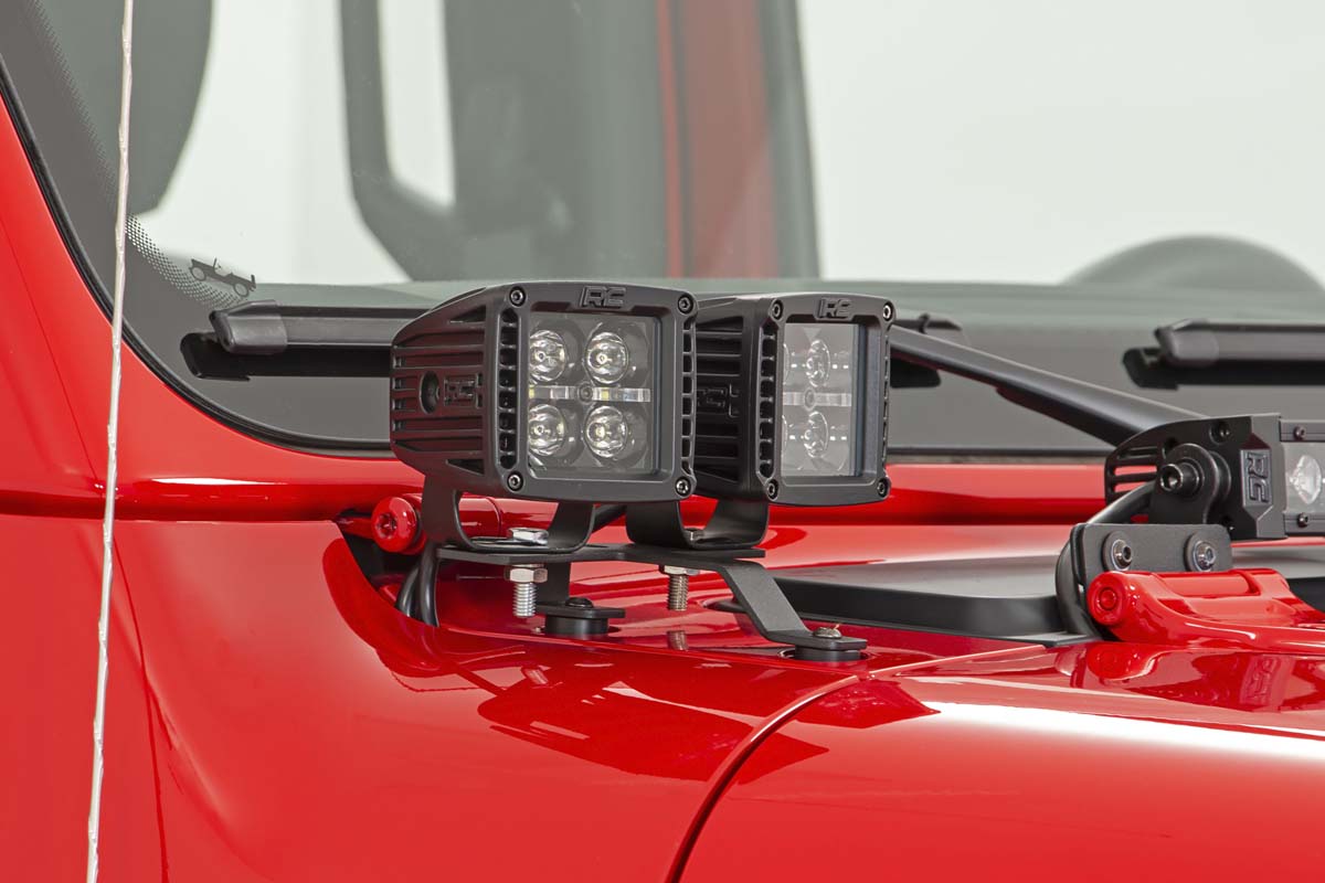 LED Light Kit | Quad | Cowl Mount | 2" Black | White DRL | Jeep Gladiator JT/Wrangler JL (18-26)