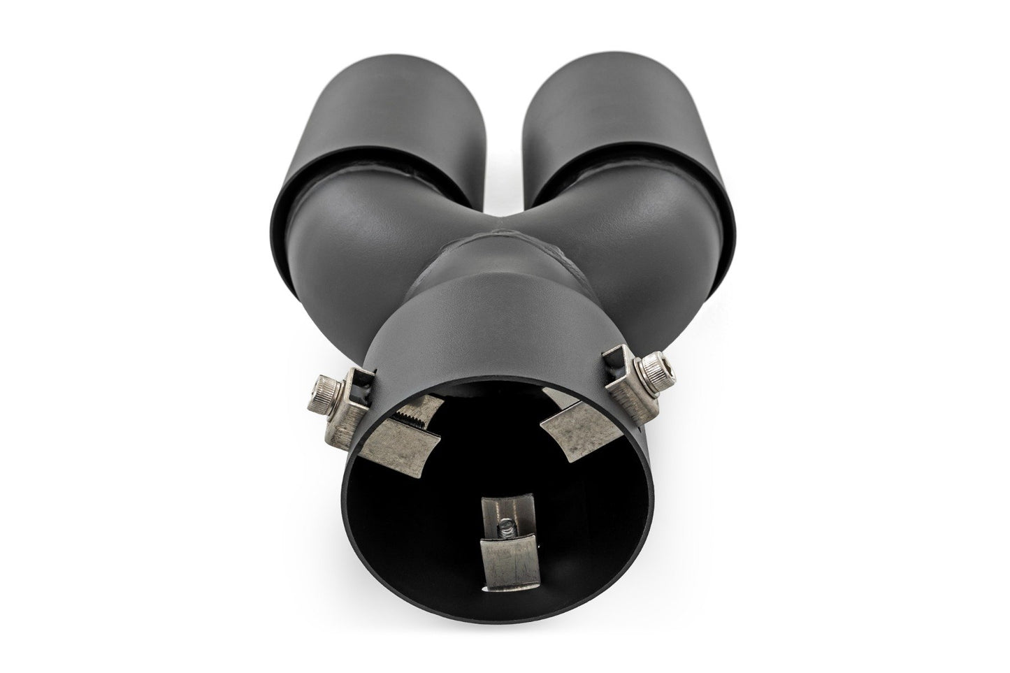 Exhaust Tip | Black | Red RC Logo | 2.5-3 Inch Pipe Single Inlet | Dual Outlet