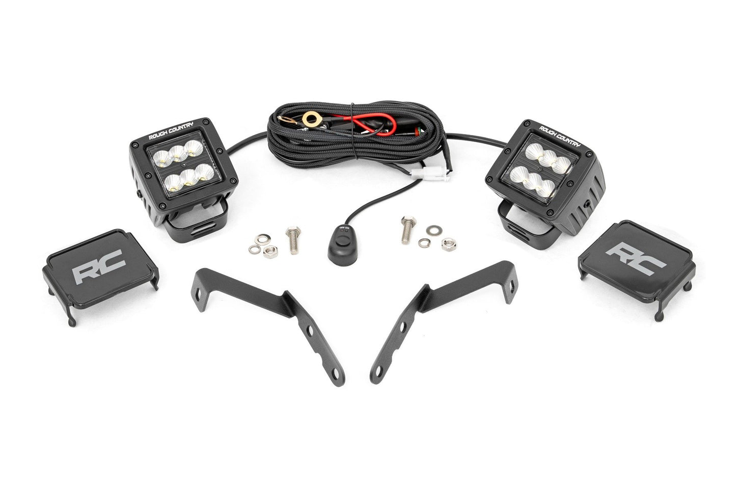 LED Light Kit | Ditch Mount | 2" Black Pair | Flood | Chevy 1500 & Chevy/GMC 2500HD/3500HD (07-14)