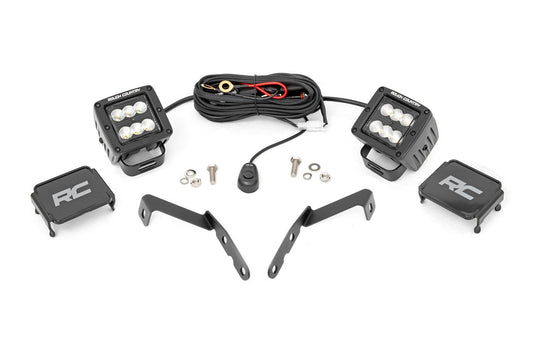 LED Light Kit | Ditch Mount | 2" Black Pair | Flood | Chevy 1500 & Chevy/GMC 2500HD/3500HD (07-14)