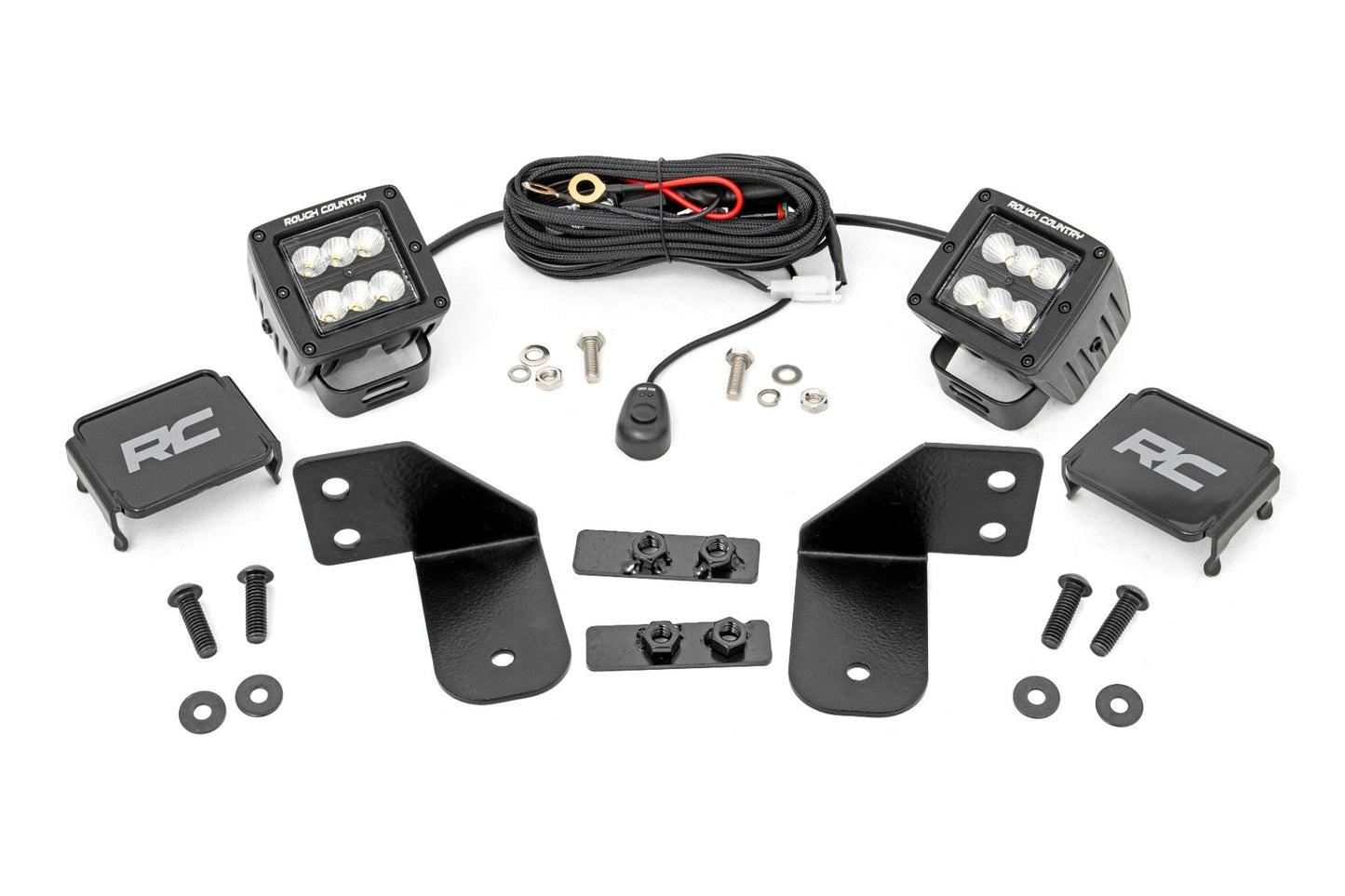 LED Light | RR Cage Mount | 2" Black Flood Pair | Polaris Ranger 1000/Ranger XP 900/1000