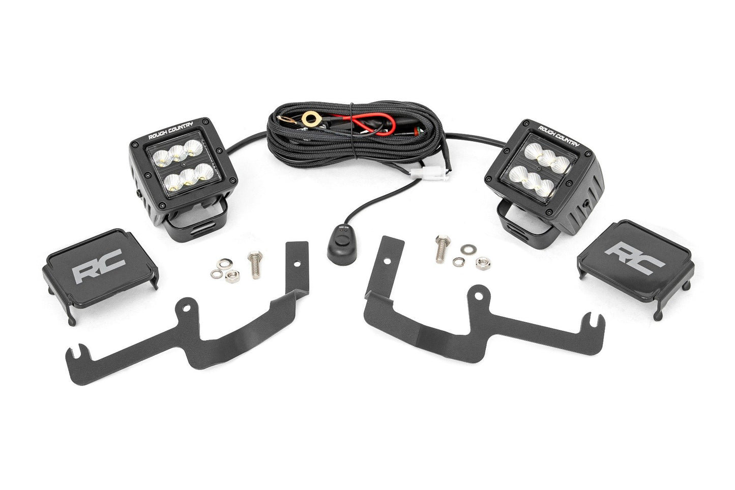 LED Light Kit | Ditch Mount | 2" Black Pair | Flood | Chevy Silverado 1500 (19-24)