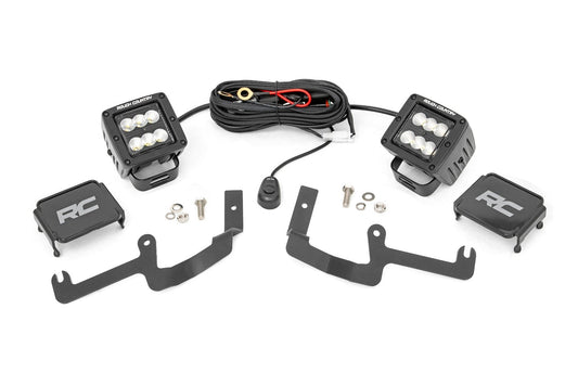 LED Light Kit | Ditch Mount | 2" Black Pair | Flood | Chevy Silverado 1500 (19-24)