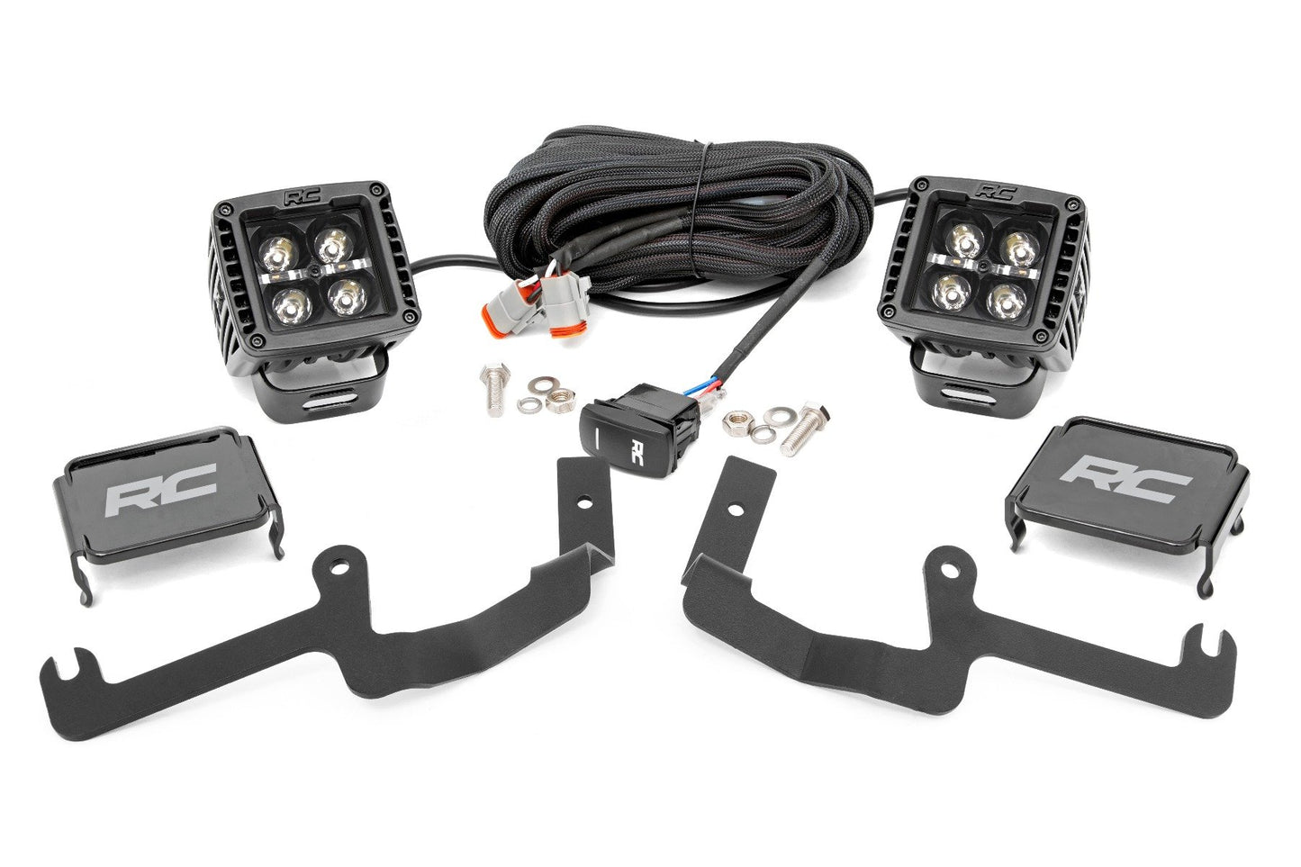 LED Light Kit | Ditch Mount | 2" Black Pair | Amber DRL | Chevy Silverado 1500 (19-24)