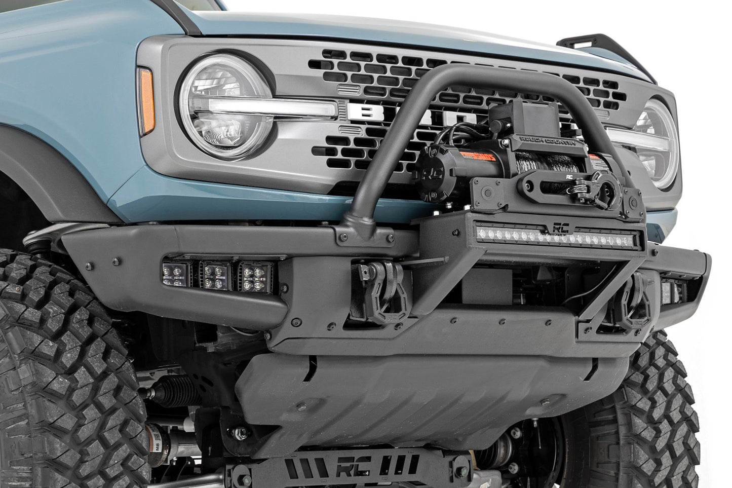 High Winch Mount | All Models | 20 Inch Black Single Row LED | DRL | Ford Bronco (21-25)