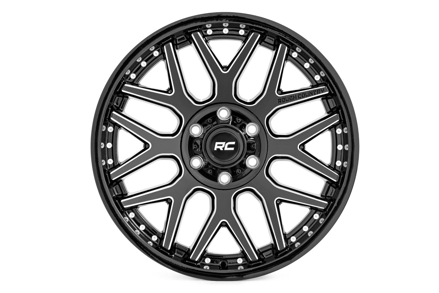 Rough Country 95 Series Wheel | Machined One-Piece | Gloss Black | 20x10 | 5x5 | -19mm