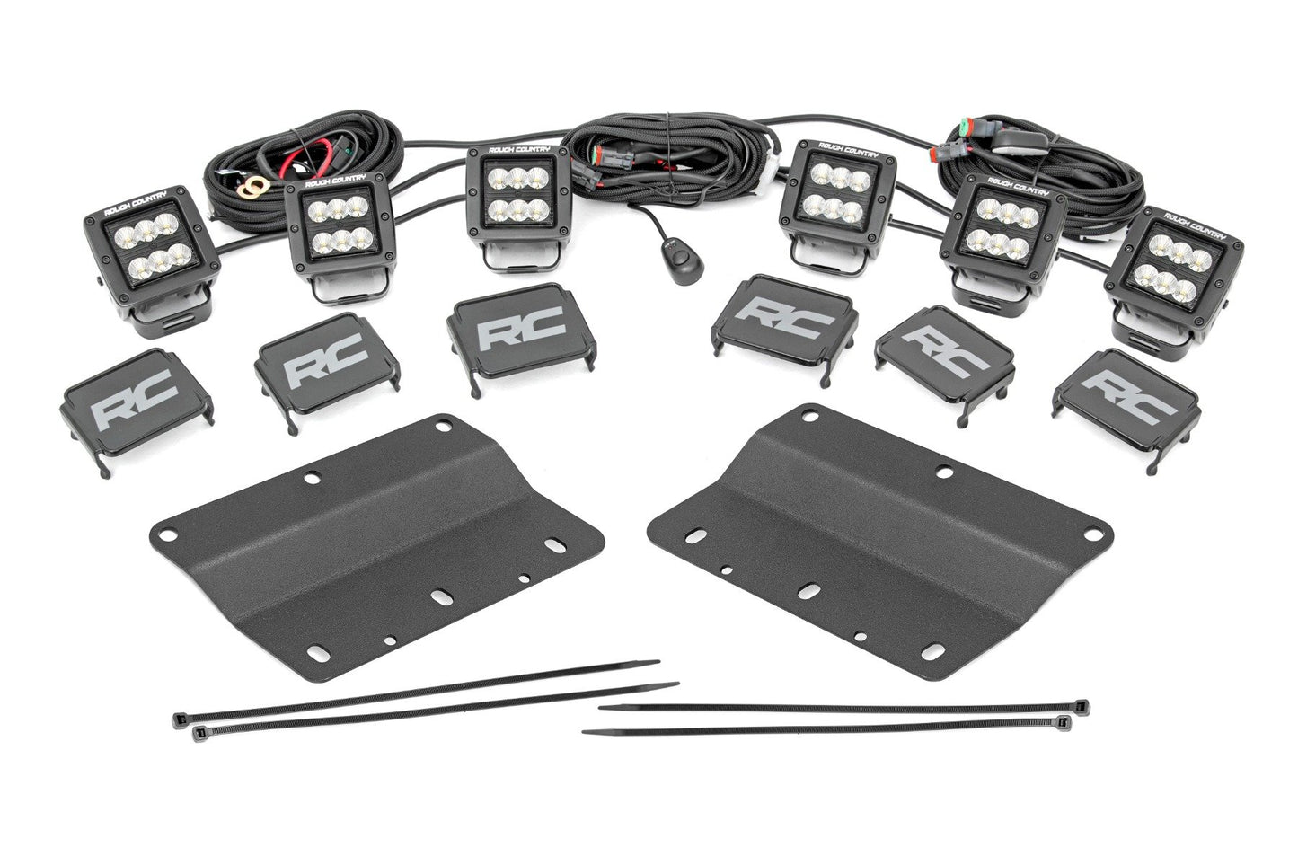 LED Light Kit | Fog Mount | Triple 2" Black Pair | Flood | Ford Bronco (21-25)