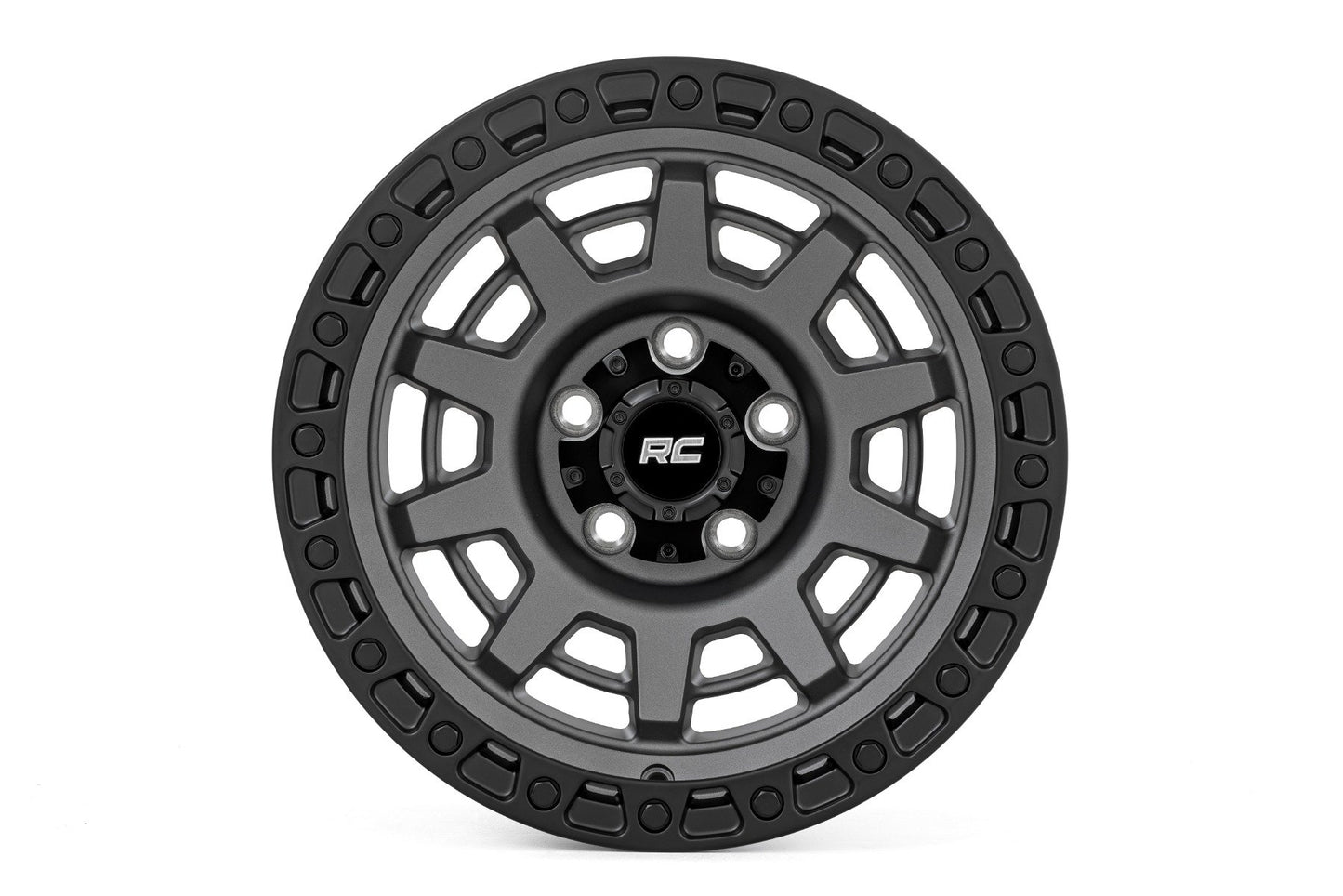 Rough Country 85 Series Wheel | One-Piece | Gunmetal Gray/Black | 15x8 | 5x4.5 | -19mm