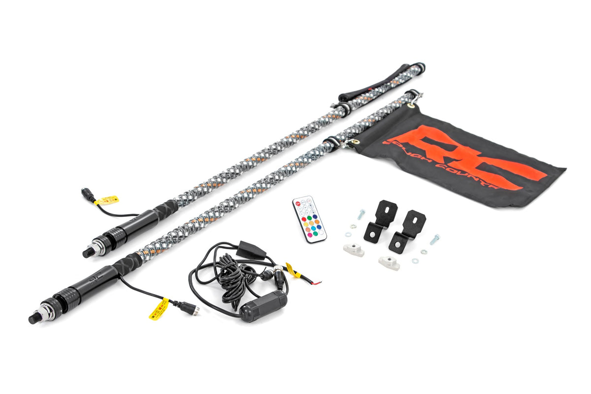 Whip Mount | 4' Multl-Color LED Whip Pair | Can-AM Defender/Segway