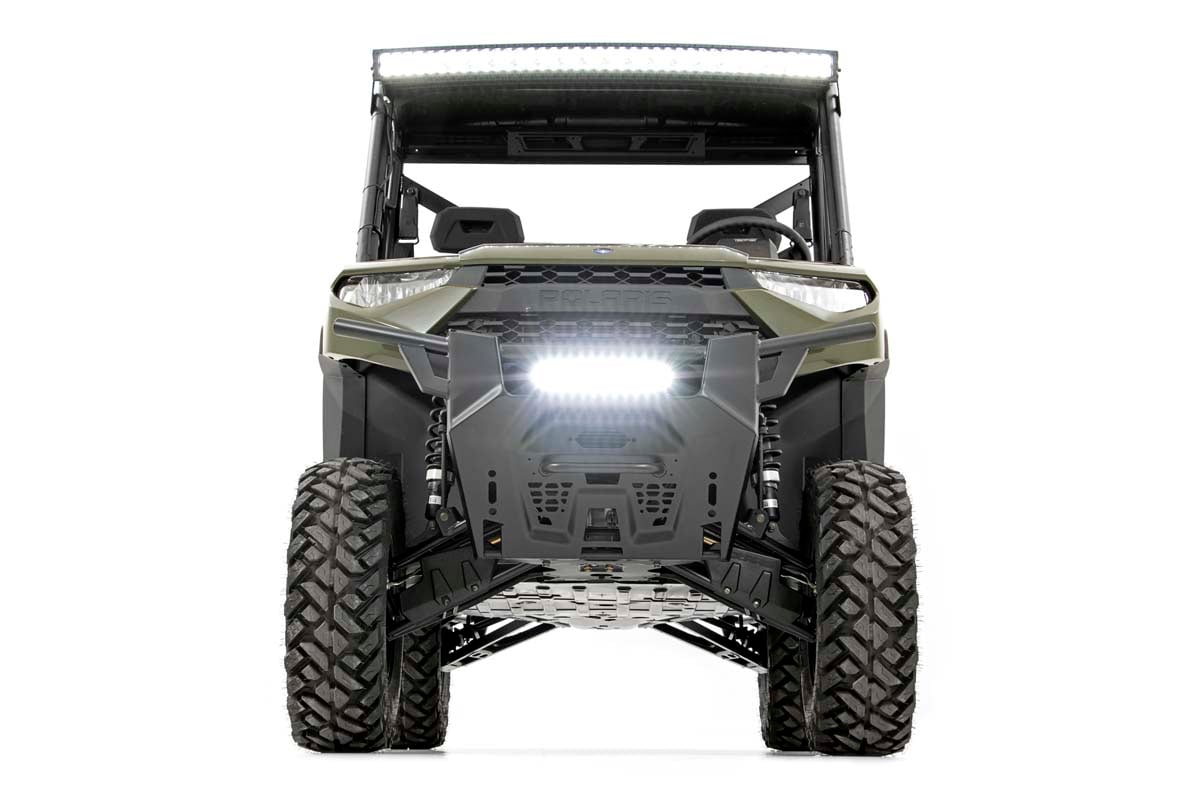 LED Light Kit | Bumper Mount | 12" Black Single Row | White DRL | Polaris Ranger XP 1000