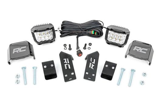LED Light Kit | "A" Pillar Mount | 2" Chrome Pair | Wide Angle | Polaris RZR PRO XP