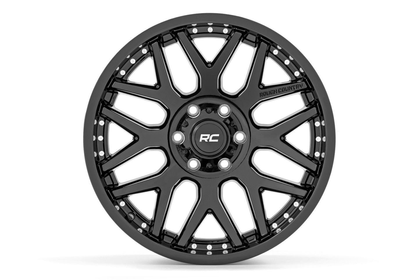 Rough Country 95 Series Wheel | One-Piece | Gloss Black | 20x10 | 5x5 | -19mm
