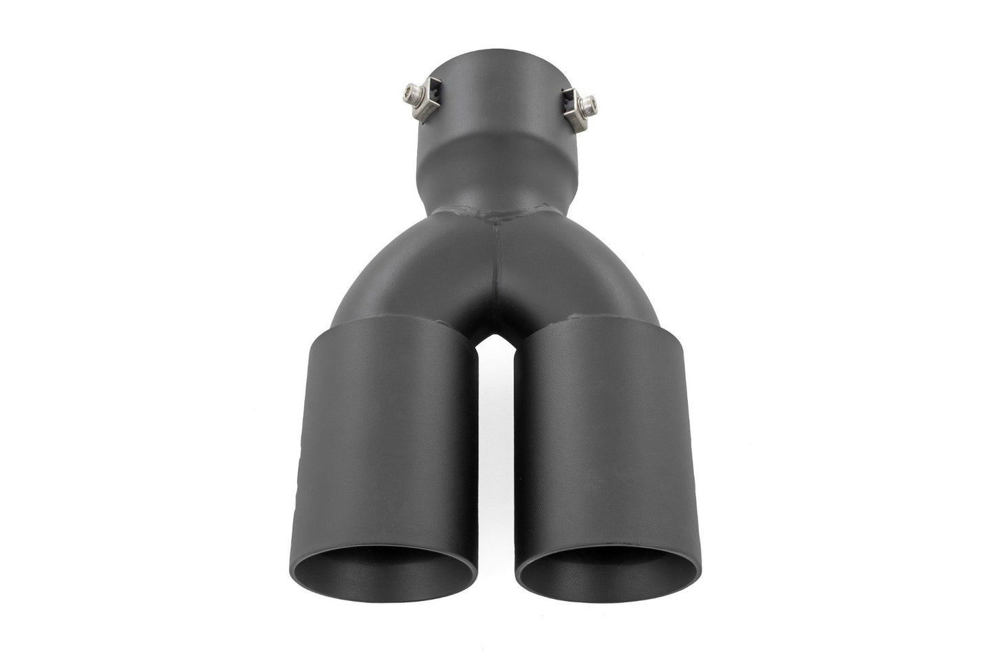 Exhaust Tip | Black | Red RC Logo | 2.5-3 Inch Pipe Single Inlet | Dual Outlet